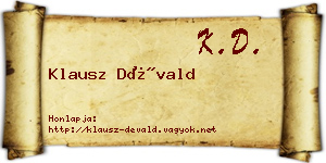 Klausz Dévald névjegykártya